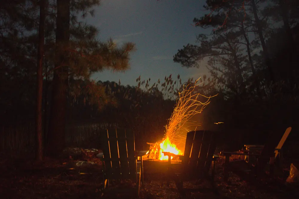 Evening around the firepit at Casa Blue Heron